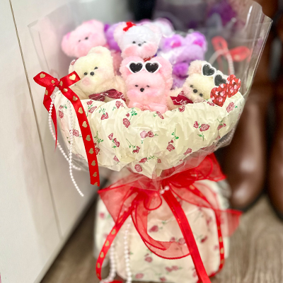 Flowers Bouquet Puppy 8pcs (4mua BEAR-025)