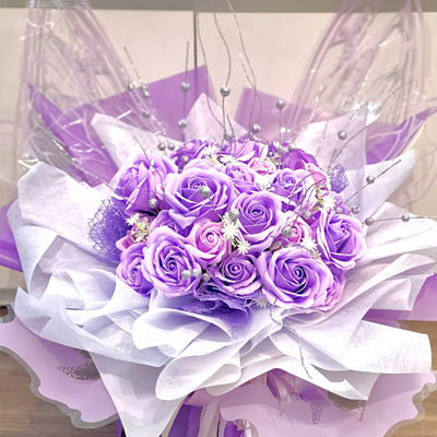 28 Purple soap Roses bouquet (4mua SOAP-1223)