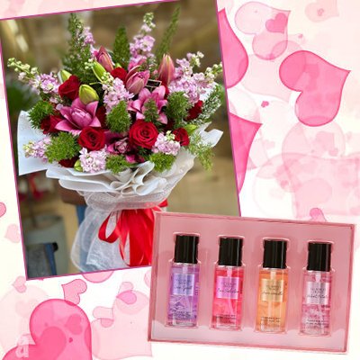 Flowers and Body mist gift set For Women (4mua FNG-026)