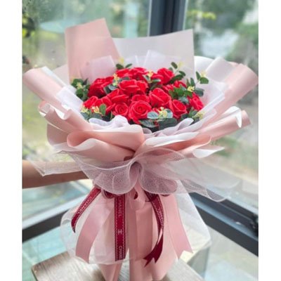 12 Red soap Roses bouquet (4mua SOAP-013R)