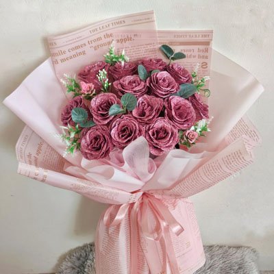 18 Glitter soap Pink Roses bouquet (4mua SOAP-018P)