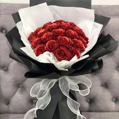 18 Glitter soap red roses bouquet (4mua SOAP-018R)