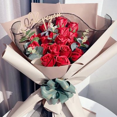 18 Red soap Roses bouquet (4mua SOAP-018R1)