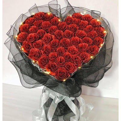 50 Heart Shape Glitter Soap Red Rose Bouquet (4mua SOAP-050R)